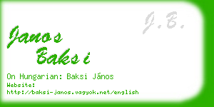 janos baksi business card